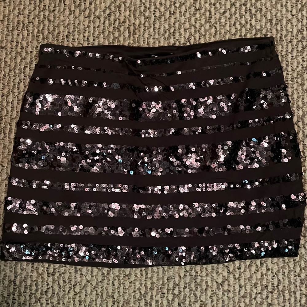 EUC Express mini skirt. Sequined striped design, size large.